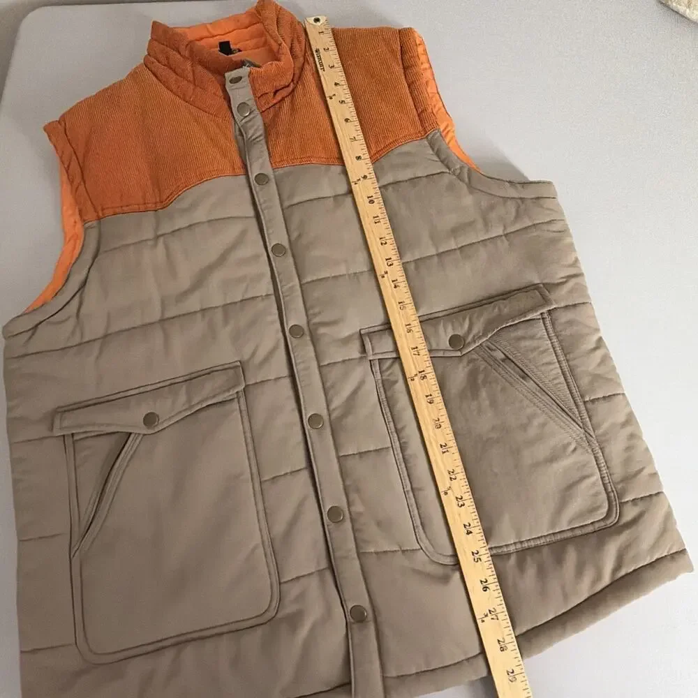 Stoic Quilted Puffer Vest Mens XL Corduroy Accent Casual Snap Up Retro 80s